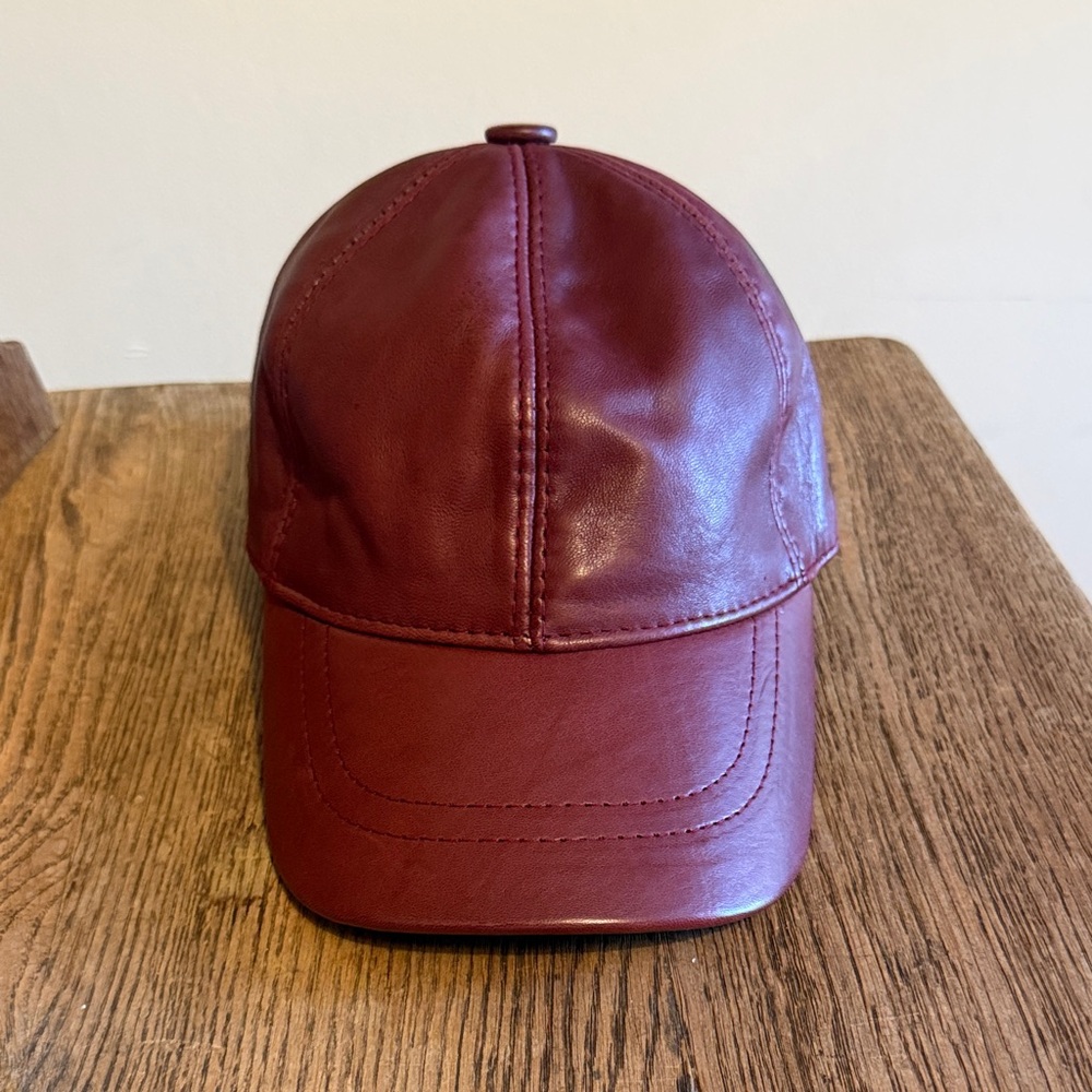 Elegant Maroon Leather Cap